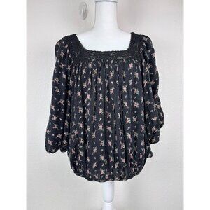 Ralph Lauren Denim and Supply women's medium black floral kimono sleeve blouse